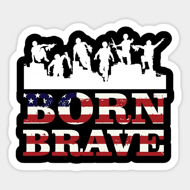 Born Brave American map and Flag, 4th of July, happy independence day God Bless America Sticker by SweetMay